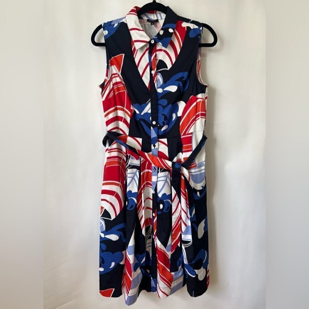 Nwot - Talbots Multi-Color Button Up Sleeveless Collared Dress. Size: 8. - Picture 3 of 12